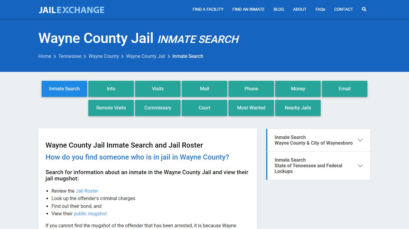 Inmate Search: Roster & Mugshots - Wayne County Jail, TN