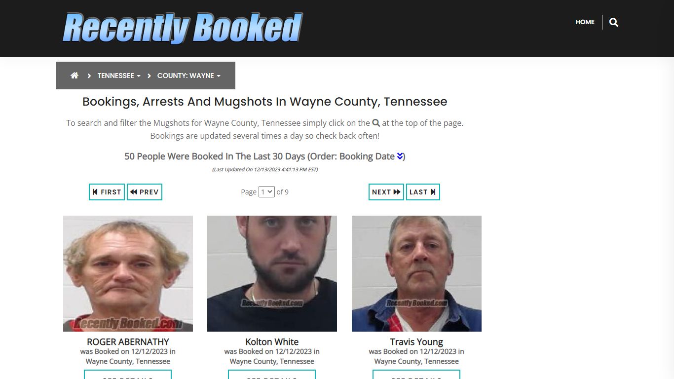 Bookings, Arrests and Mugshots in Wayne County, Tennessee